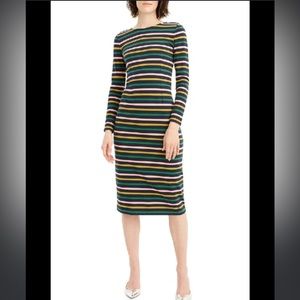 Jcrew cotton midi dress with multi color stripe, 6